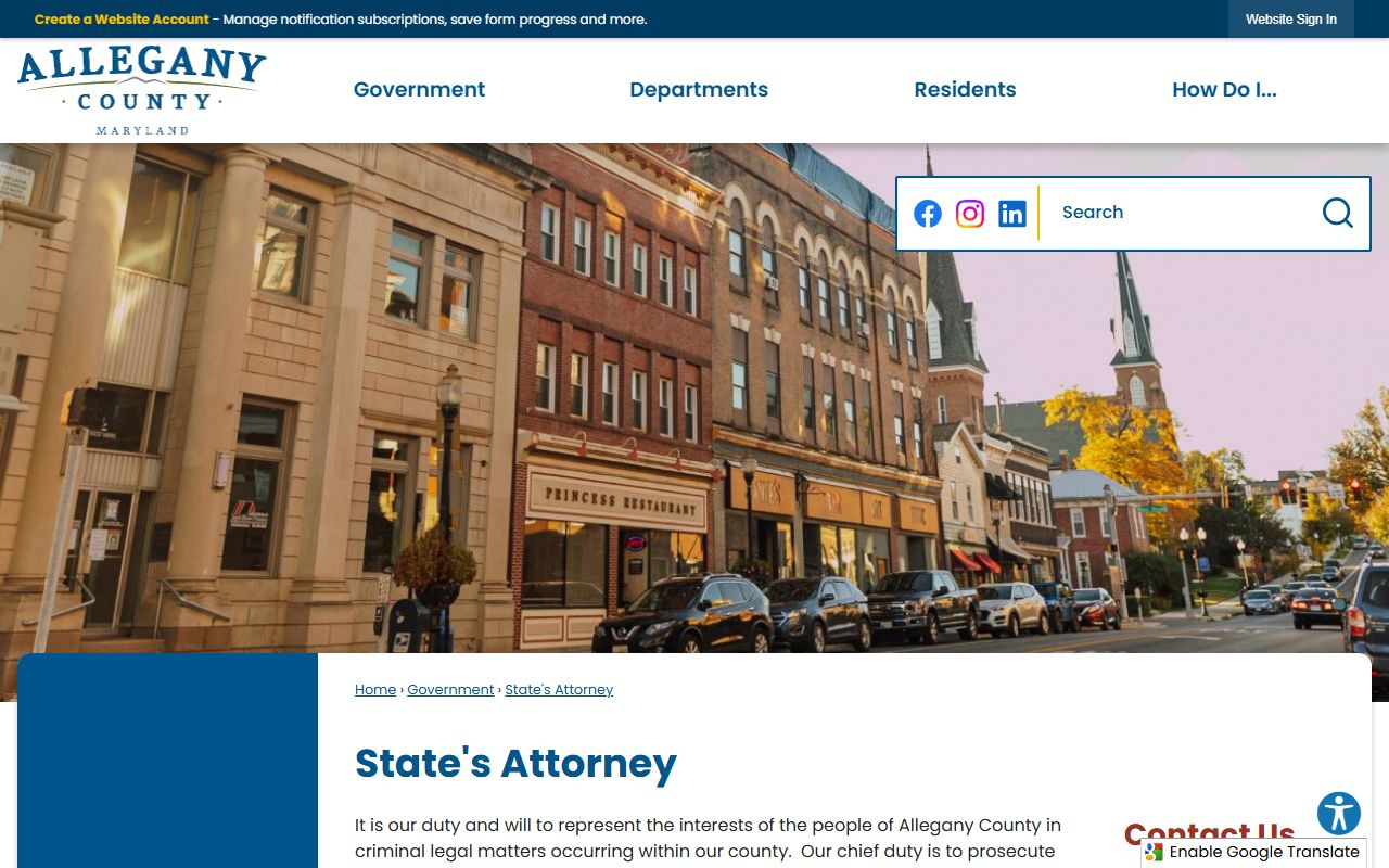 Allegany County State's Attorney office for court records after arrest